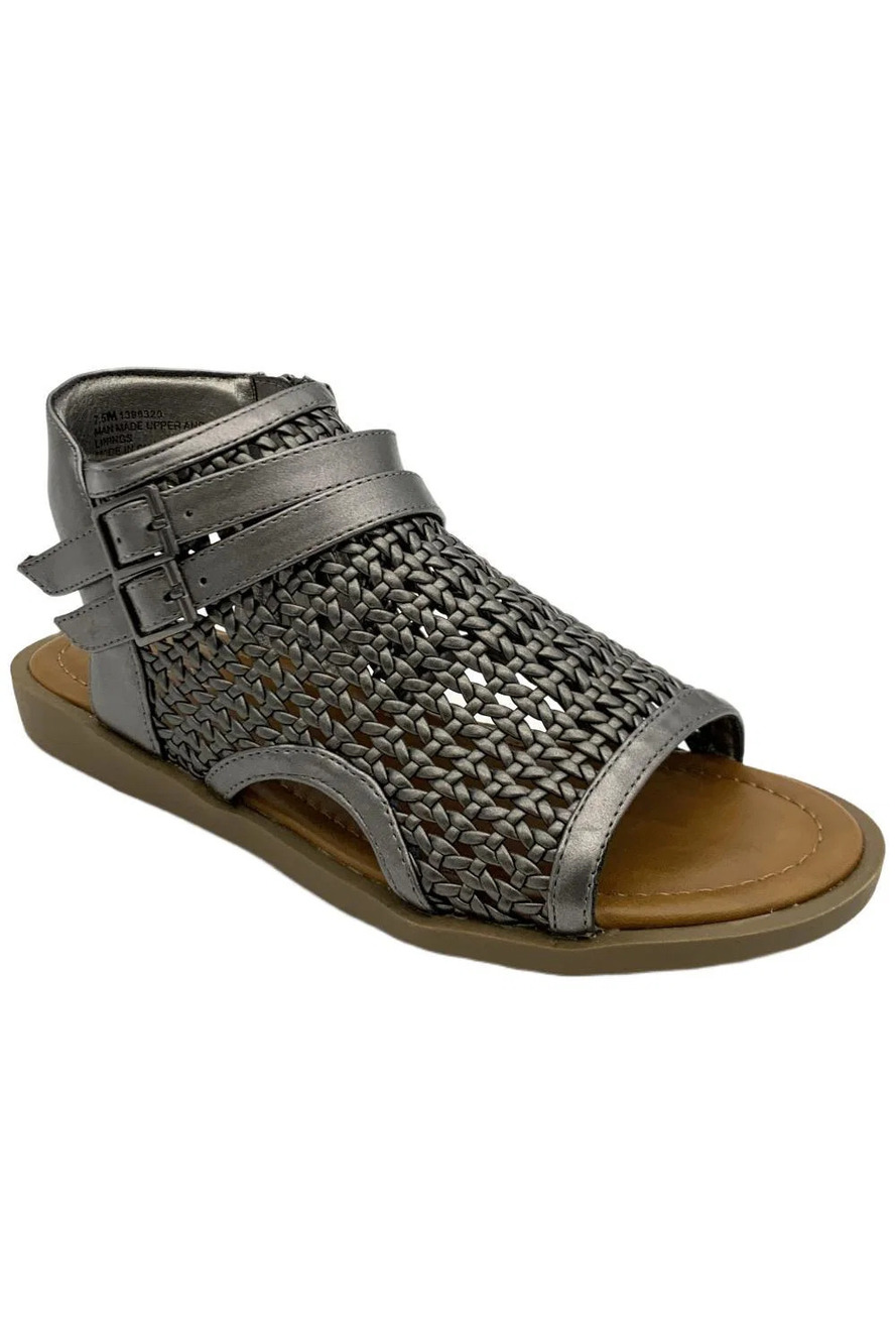 Masseys Women's June Slingback Flat Sandals Dark Silver - Medium